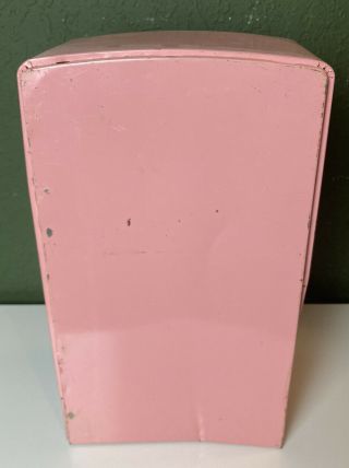 Vintage 1950 ' s Wolverine Pink Metal Tin Litho Toy Refrigerator Freezer 13 