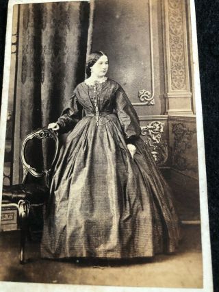 Victorian Cdv: Lady In Dress With Hooped Skirt:s.  G.  Hudson,  Hull