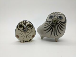 Cute Pottery Owl Figurines Vintage Ken Edwards Tonala Mexico Pair Mini