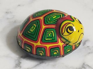 Vintage 1950s K Toys Tin Litho Friction Movement Turtle Toy Made.  Japan