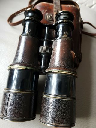 Vintage Ww1 British Military Binoculars And Leather Case
