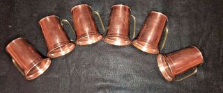 6 Vintage Copper W/ Stainless Steel Lining 16 Oz Moscow Mule Mugs Cups 5 " T X4 " W