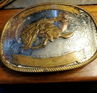 Vintage German Silver And Brass Horse Riding Belt Buckle