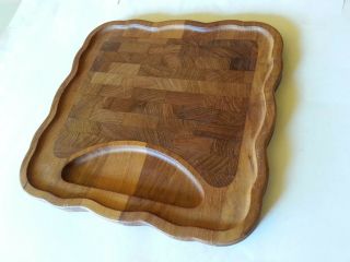 Mid Century Danish Modern Teak Cheese Board Tray Platter Wood Nissen Denmark