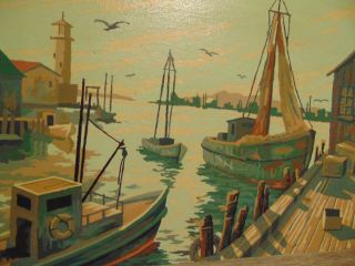 PR Vintage Paint by Numbers Framed Paintings Clipper Ship Fishing Boat Nautical 3