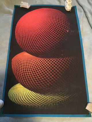 Psychedelic Spiral Vintage Blacklight Poster Spheres M.  C.  Escher 1960’s