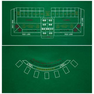 2 - Sided 36 " X72 " Blackjack And Craps Casino Tabletop Felt Layout Mat