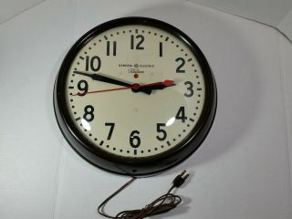 Vintage General Electric Telechron Clock 1ha1612 School Wall Clock