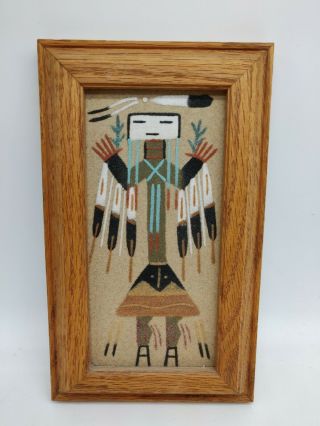 Navajo Indian Sand Art Painting & Signed By Artist Authentic