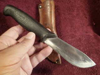 Vintage Sharp Kuusamo Skinning Knife Puukko W Leather Sheath Finland Finnish