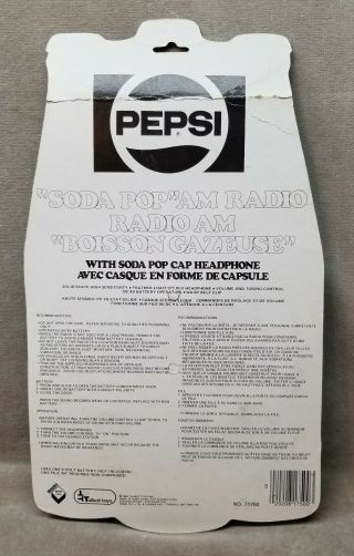 Vintage 1982 Pepsi Cola Transistor Radio and Headphones in Package. 2