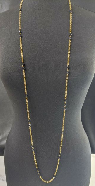 Lovely Vintage Gold - Tone Faux Black Jet Necklace By Monet Jewellery