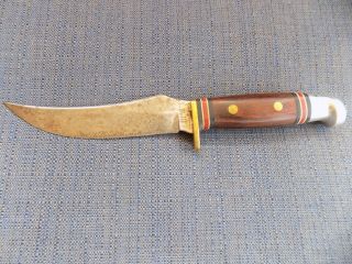Vintage Western Bowie Knife W - 39 Wood Handle 5 Inch Blade Made In Usa