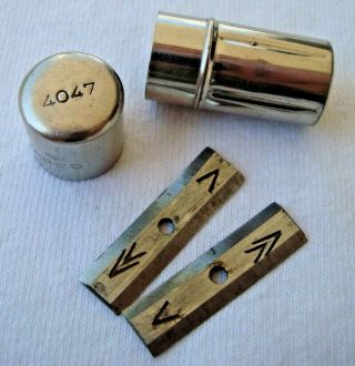 A.  W.  Faber 4047 Vintage Rare 2 Pencil Sharpener Blades In Metal Tube Case