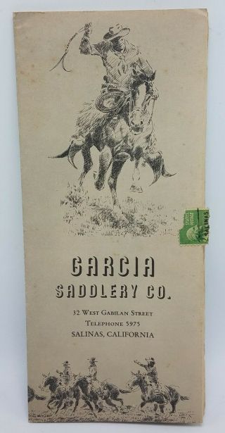 Vintage 1950s Garcia Saddlery Co.  Salinas Ca Mailer Brochure