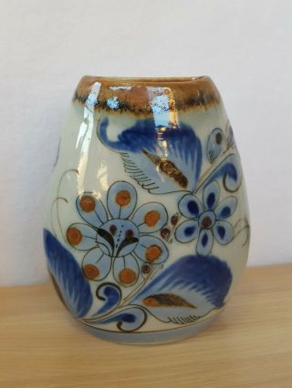 Vintage Ken Edwards El Palomar Vase 5 " Tonala Mexican Ceramic Bird Butterfly