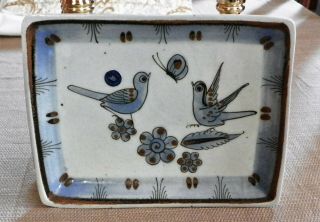 Ken Edwards El Palomar Mexico Pottery Blue Birds,  Flowers,  Butterfly Tray