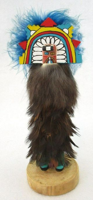 Vintage 8 " Feathered Shalako Kachina Doll Handmade Native American,  Signed