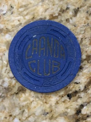 Vintage Laanda Club Casino Card Room Large Crown Mold Chip - Illegal Casino?