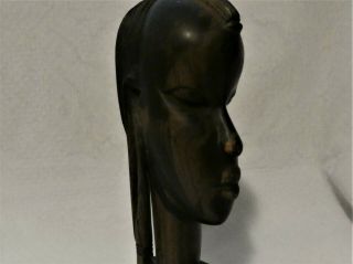 Makonde African Tribal Folk Art Female Head Sculpture Hand Carved