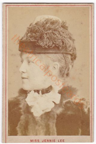 Victorian Stage Actress Singer Jennie Lee.  Stereoscopic Co Cdv