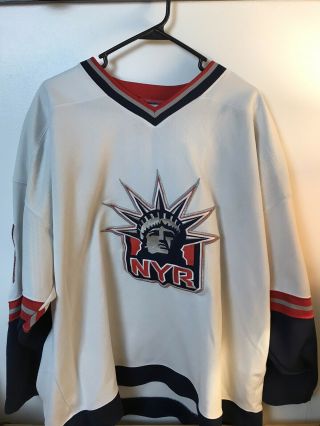 Vintage Ny York Rangers Statue Of Liberty Pro Player Fleury White Jersey