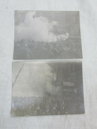 2 Antique Photos Of Fire At Furniture Store/club Sample Room Logansport In