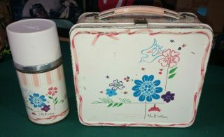 Vintage Rare 1960 The Duchess Aladdin Metal Lunchbox & Glass Insulated Thermos