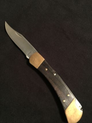 VINTAGE 1987 BUCK 110 FOLDING KNIFE W/ LEATHER SHEATH 2