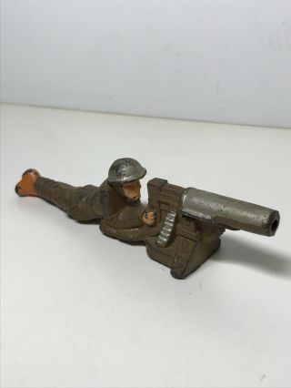 Vintage Barclay Manoil Metal Lead Toy Soldier Laying Down Machine Gun