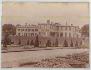 Old Albumen Photo Unidentified Country Manor House & Gardens Vintage C.  1890
