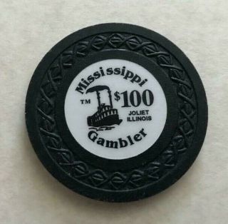 Mississippi Gambler $100 Casino Chip Joliet,  Illinois 1990 