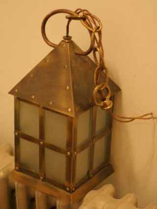 Brass & Clear Hanging Porch Light Lamp Rectangle Vintage?.  Classic Style