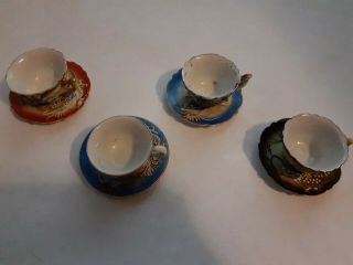 Dragonware - Set Of 4 Miniature Tea Cups And Saucers - Japan