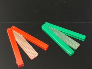 Two Dmt Diamond Machining Technology Inc.  Butterfly Knife Sharpeners Red Green