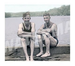 Handsome Men In Swimsuit,  Gay Interest,  1930s Reprint Hand - Colored Photo 390