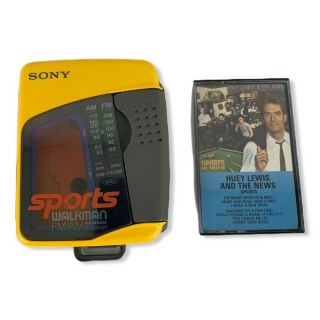 Sony Wm - Fs399 Sports Yellow Walkman Vintage Radio Cassette Player Belt Clip