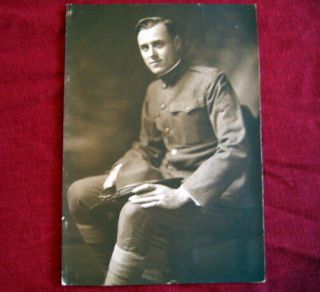 Vintage Photograph Of Dashing Man In Military Uniform Holding Hat,  Wwi ???