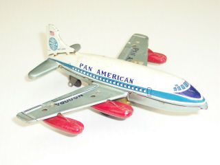 Vintage 1950 - 60s Pan Am American Boeing 707 Friction Tin Toy Jet Airplane Japan