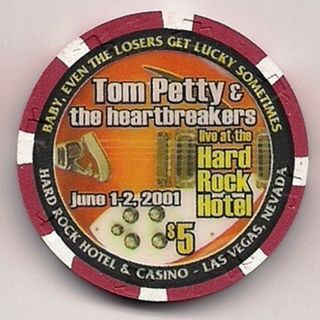Tom Petty Live Concert 2001 Hard Rock Hotel,  Las Vegas Casino Chip Ltd Ed
