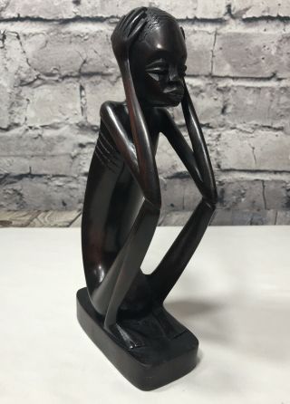 Vintage Carved Wood African Tribal Woman Art Statue Figure Figurine 9 " Tall