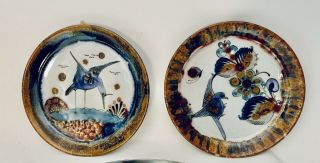 Ken Edwards Signed Mexican Pottery Round Plate Birds Dove 7 1/2” Diameter