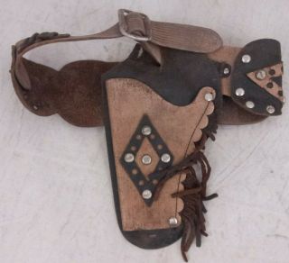 Roy Rogers Holster Double R Bar Ranch Leather Toy 50s Kid Single Vintage Old