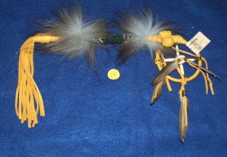 12 " Coup Stick W/ 3 " Medicine Wheel & Bag Navajo Native American Made 16