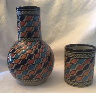 Javier Servin Mexico Pottery Guest Room Water Decanter - Pottery Water Glass Lid