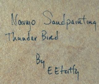Vintage Native American Navajo Sand Art Signed Titled Thunder Bird 2