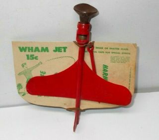 Vintage 1950`s Wham Jet Airplane Cap Toy On Card,  Nos