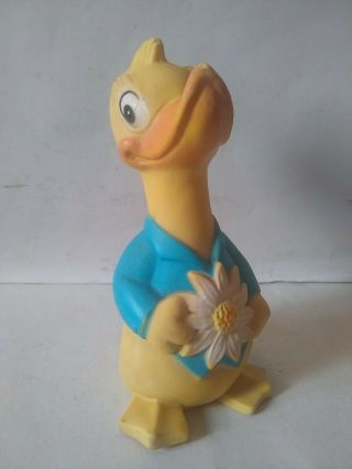 Vintage Rubber Squeak Toy Squeaks 1965 Rubber Duck Squeaky Toy Baby World 8 "