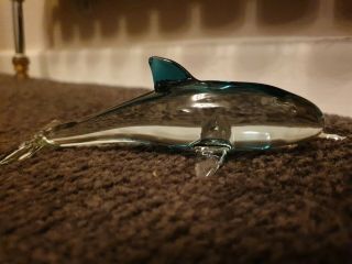 Vintage Murano Glass Clear Blue Dolphin Lamp Work Rare