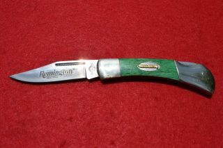 Remington 18071 Bullet Pocket Knife Lockblade Green Handle 3 3/8 " Closed,  Box